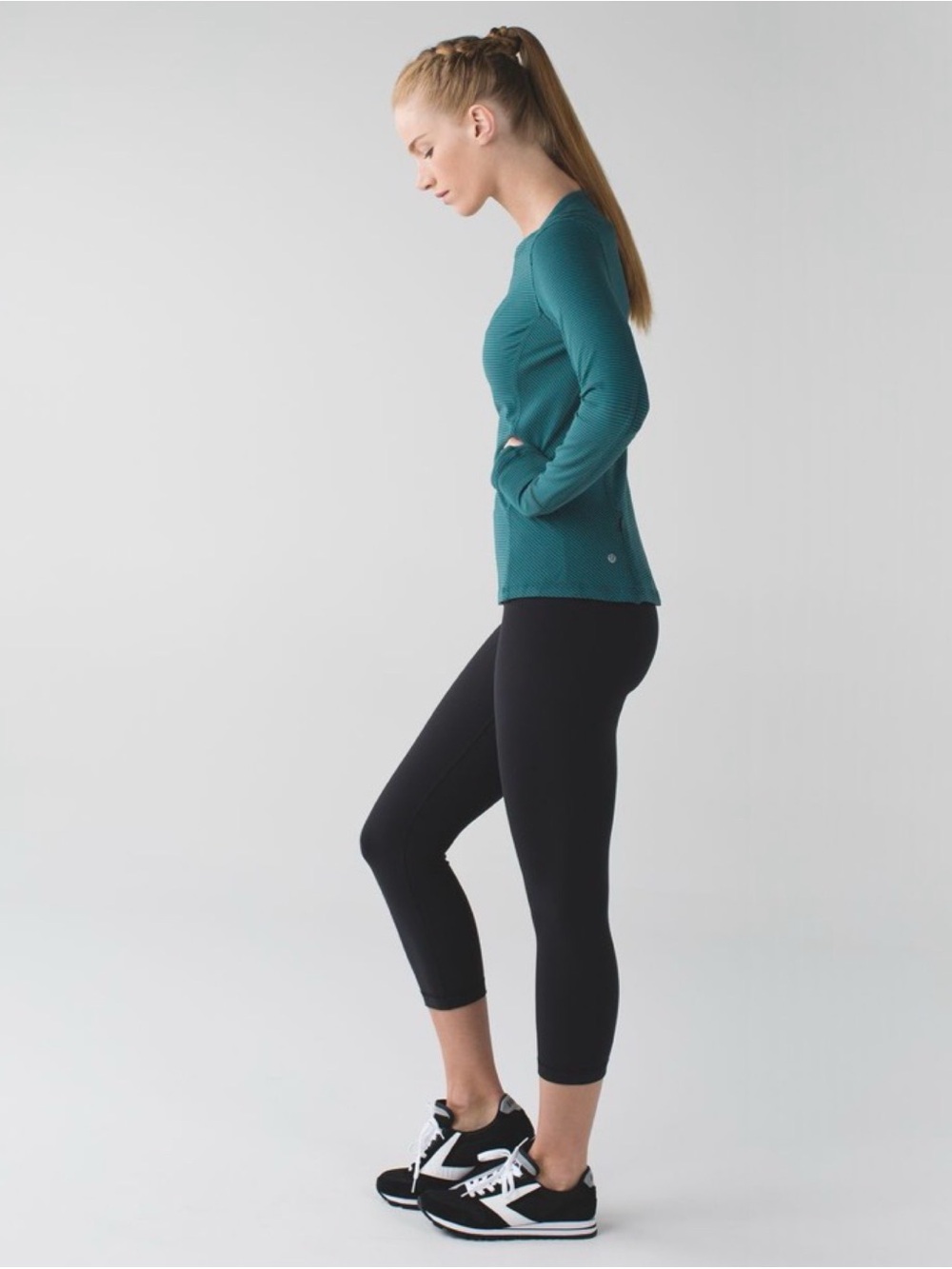 Lululemon Kanto Catch Me Long Sleeve Mini Pop Stripe Dark Fuel Forage Teal 2 - Picture 3 of 9